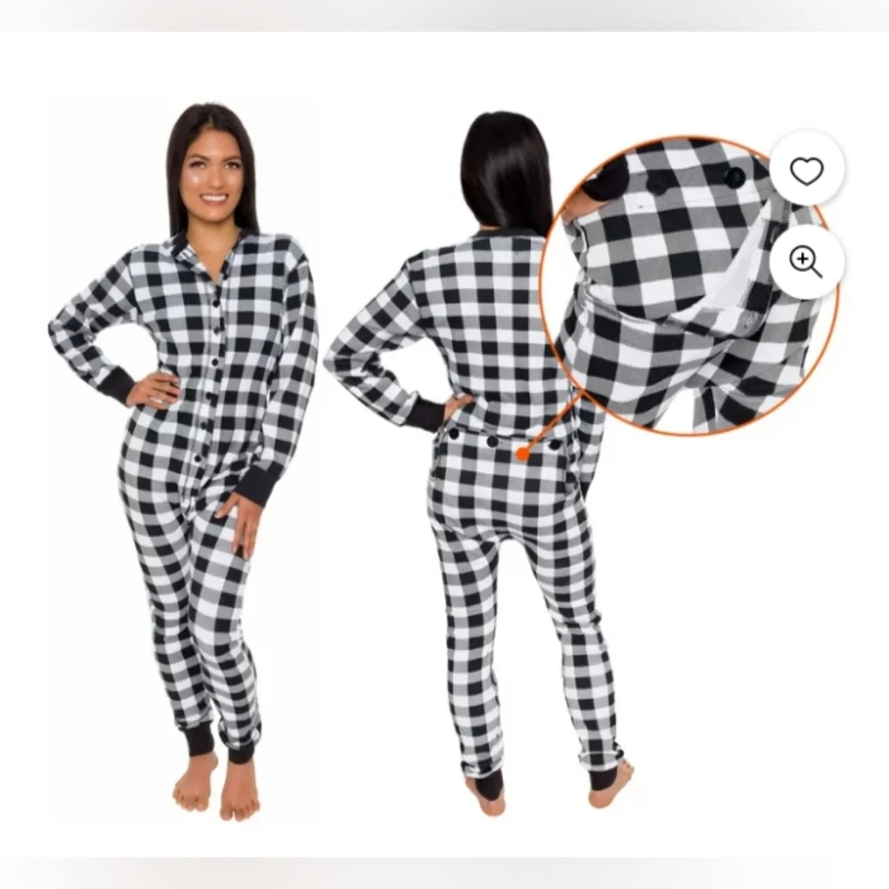 Silver Lilly Union Suit with Drop seat back Plaid Size Medium - Picture 1 of 10
